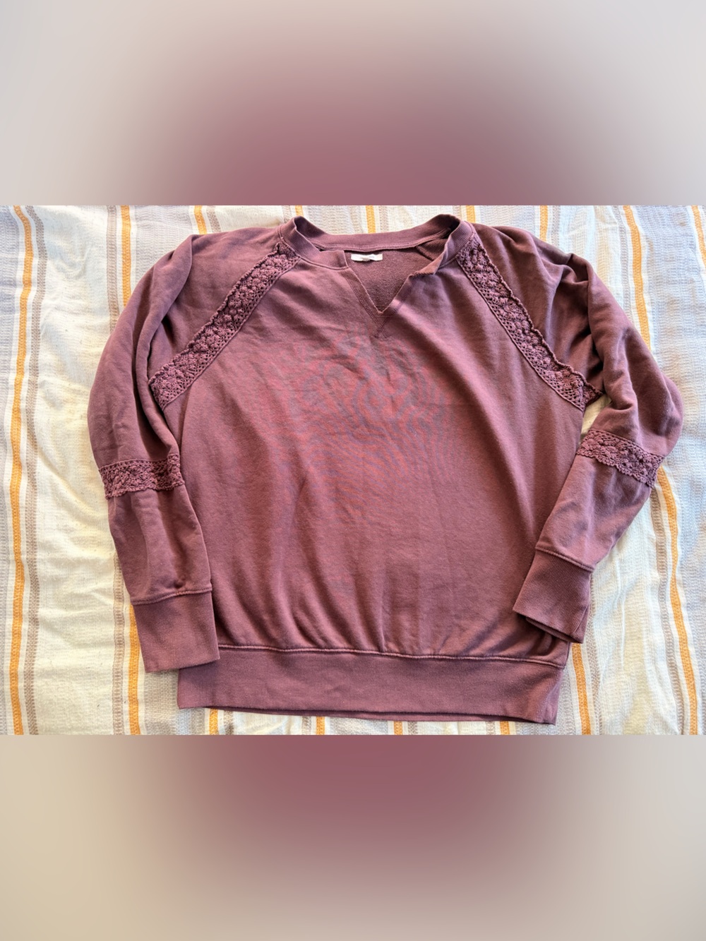 Maurices Plum Lace-Trim Sweatshirt – Size L